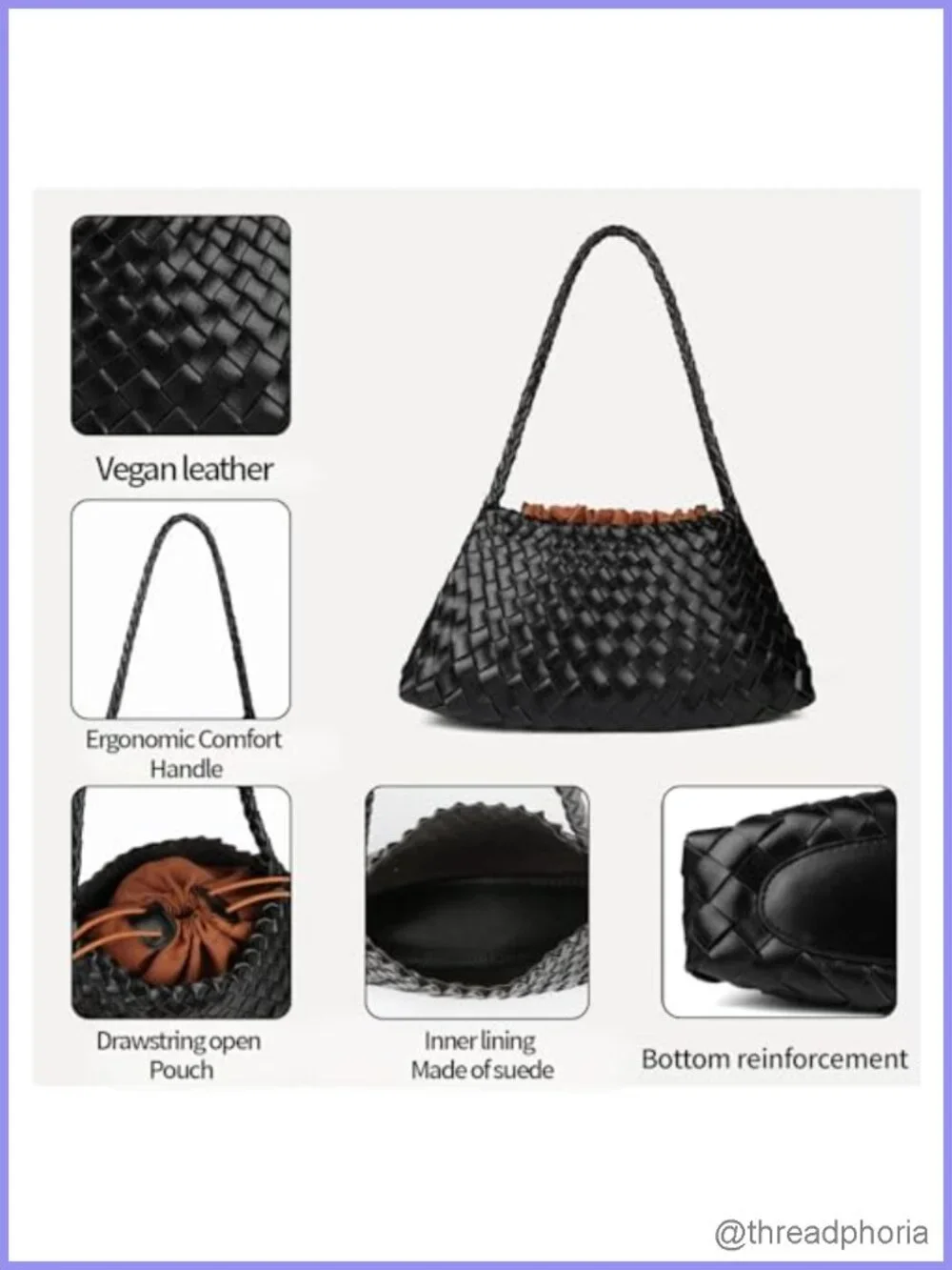 Woven Hobo Shoulder Bag for Women Faux Leather Handwoven Summer Purse